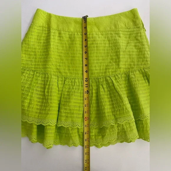 FARM Rio Skirt Neon Green Ruffled Mini Skirt size Large - Picture 11 of 11